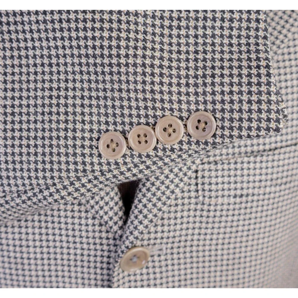 Daniel Cremieux Blazer Sport Coat Houndstooth Sz 39S Three Button Wool Jacket